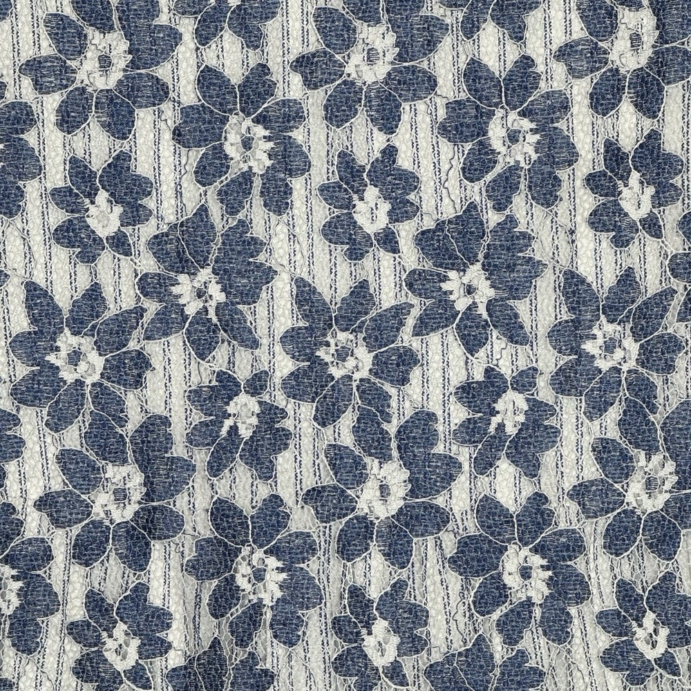 Roz & Ali 1X Shirt Top blue Floral Flower Sleeveless V Neck Stretch Lace Over - Picture 3 of 8